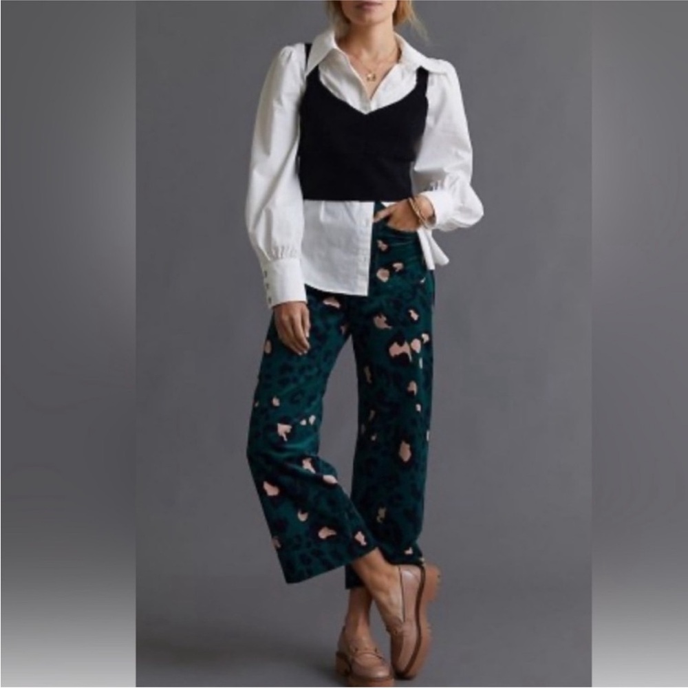 Maeve Anthropologie corduroy cheetah print pants